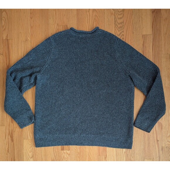 Men's L.L.Bean Organic Cotton Waffle Sweater Rollneck Crew Blue XL 509337 - Picture 6 of 8